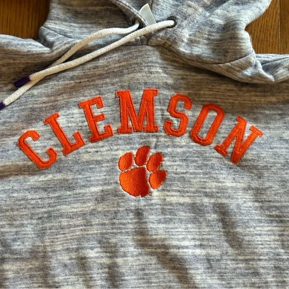 Gray Women’s Clemson Tigers Hoodie with Orange Paw Logo - Picture 2 of 4